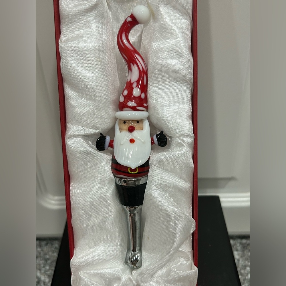 Santa Wine Stopper Ceramic Painted